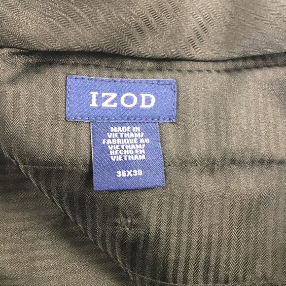 IZOD DARK GRAY STRAIGHT LEG FLAT FRONT DRESS PANTS MENS 36X30 - Picture 4 of 4